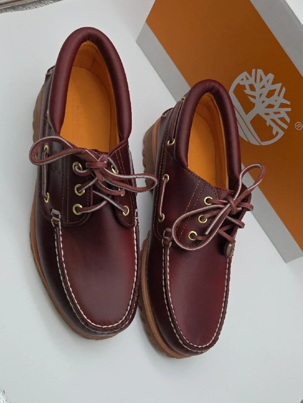 Timberland Men's Burgundy Leather Lug-Soled Boat Shoe
